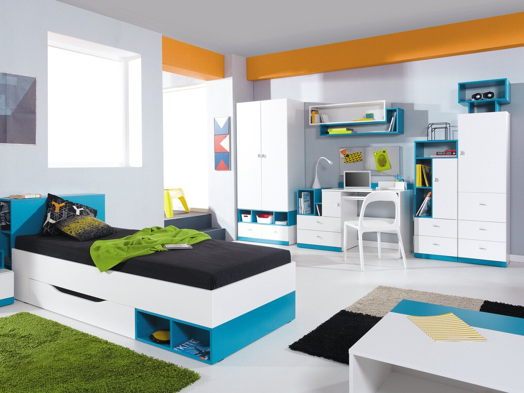 Mesa de oficina Omaha E110 (Blanco + Turquesa)