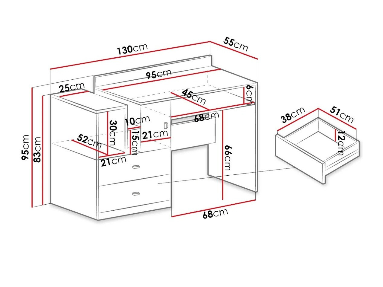 Mesa de oficina Omaha E110 (Blanco + Turquesa)