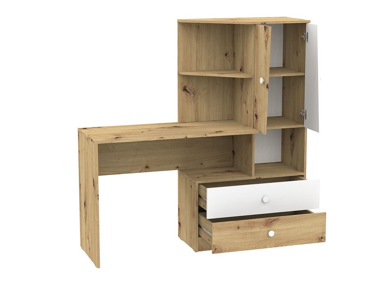 Mesa de oficina Almira 110 (Roble Artisan + Blanco)