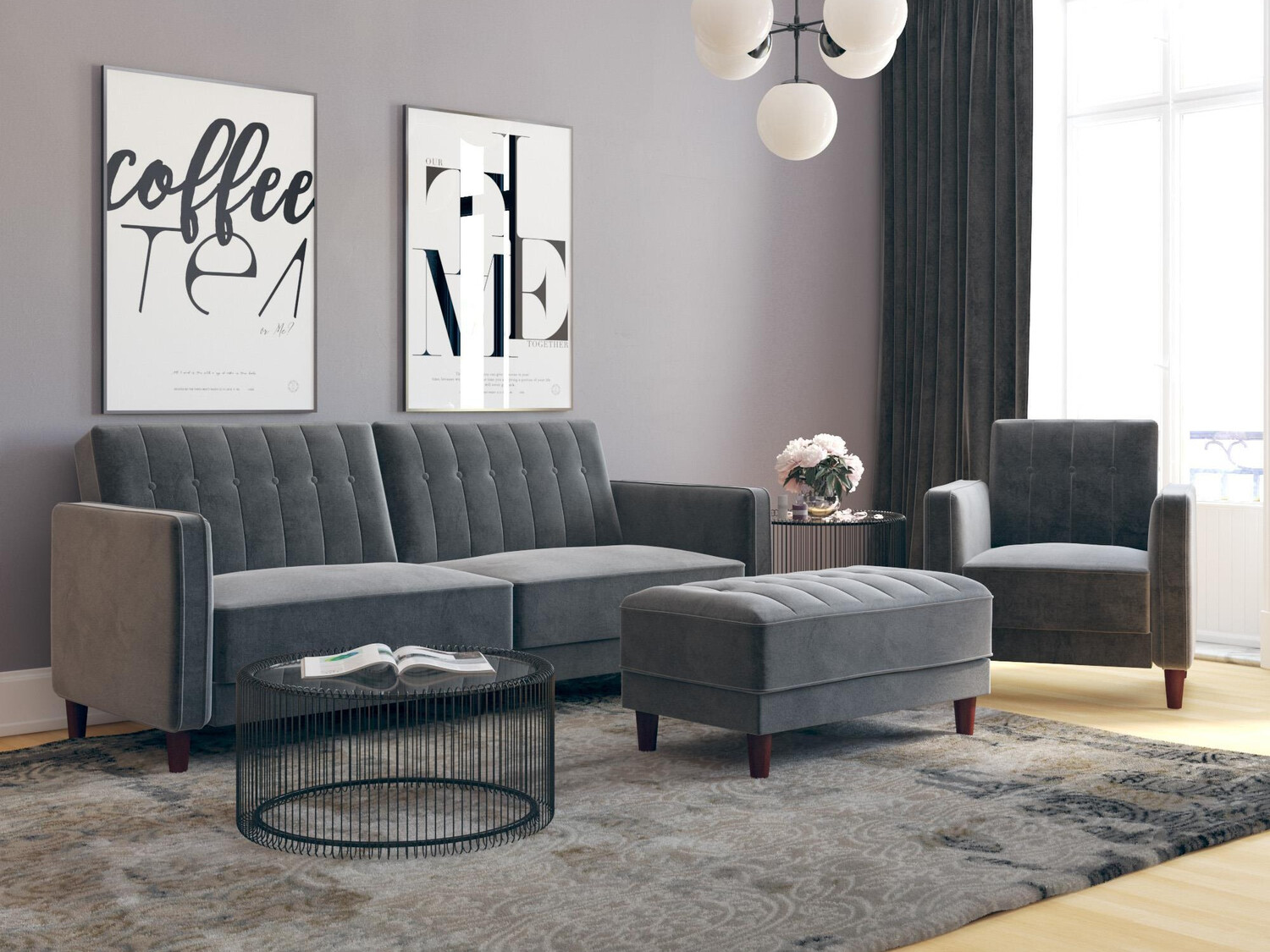 Sofá-cama Tulsa 187 (Gris oscuro)