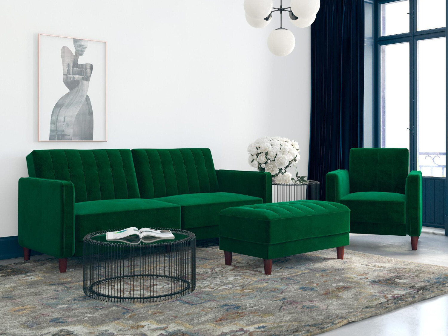 Sofá-cama Tulsa 187 (Verde)