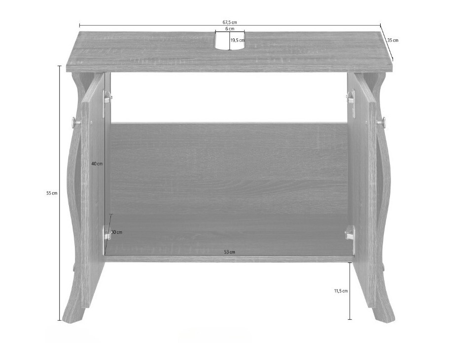 Armario de baño de pie para lavabo Ophtole 100 (Roble gris)