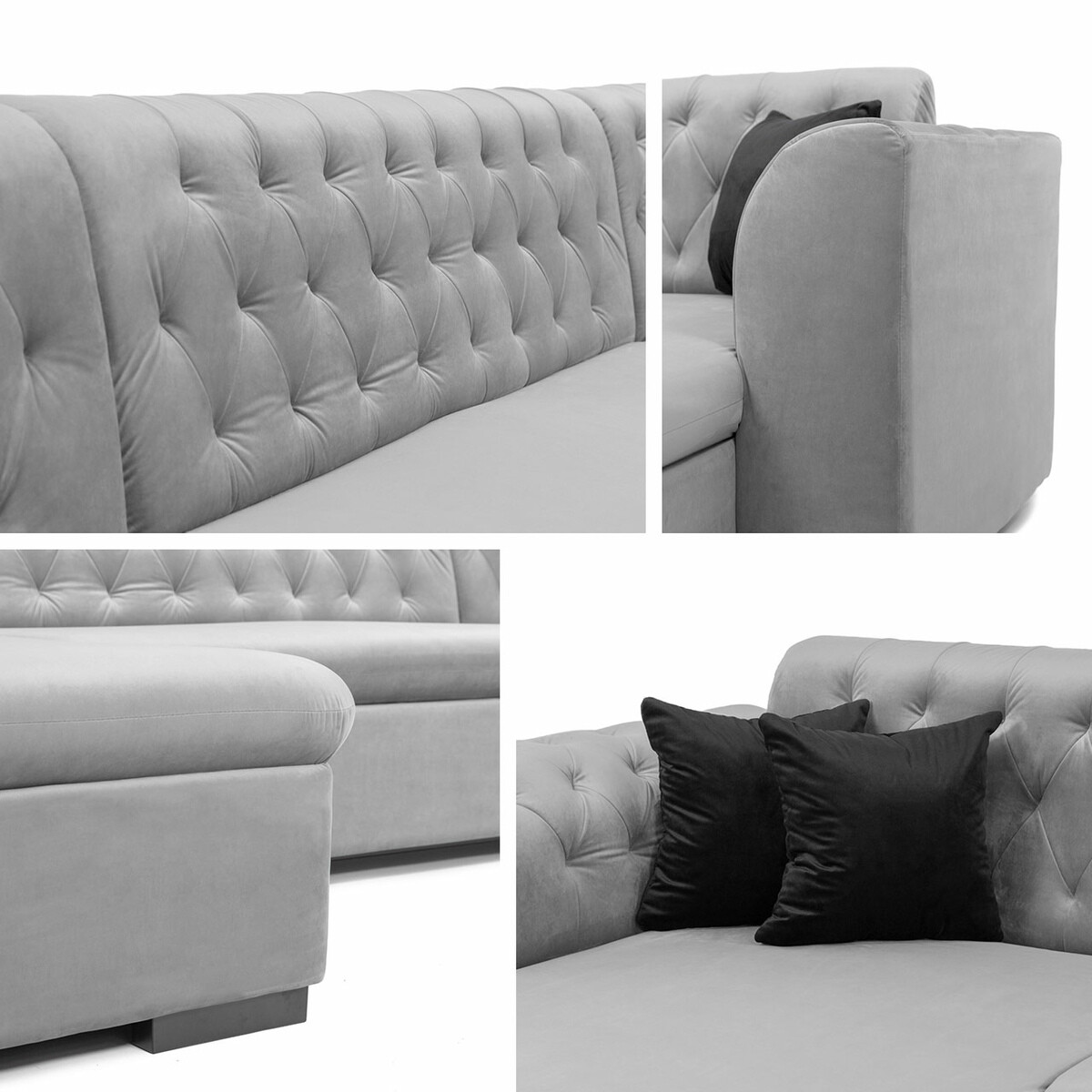 Chesterfield sofá rinconero Comfivo 255 (Magic Velvet 2250 + Senegal 825)