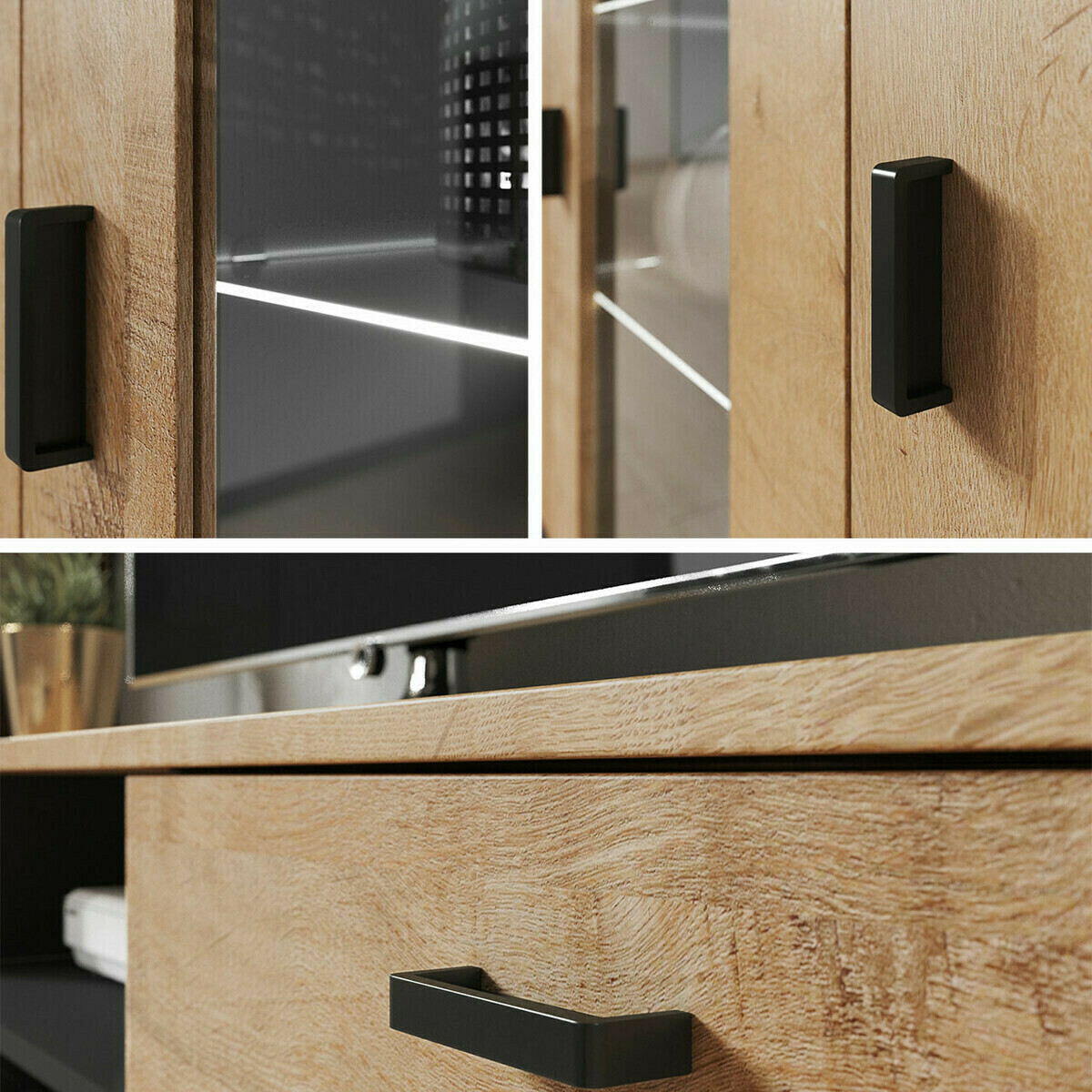 Conjunto de salón Tornola 110 (Negro + Negro brillante)