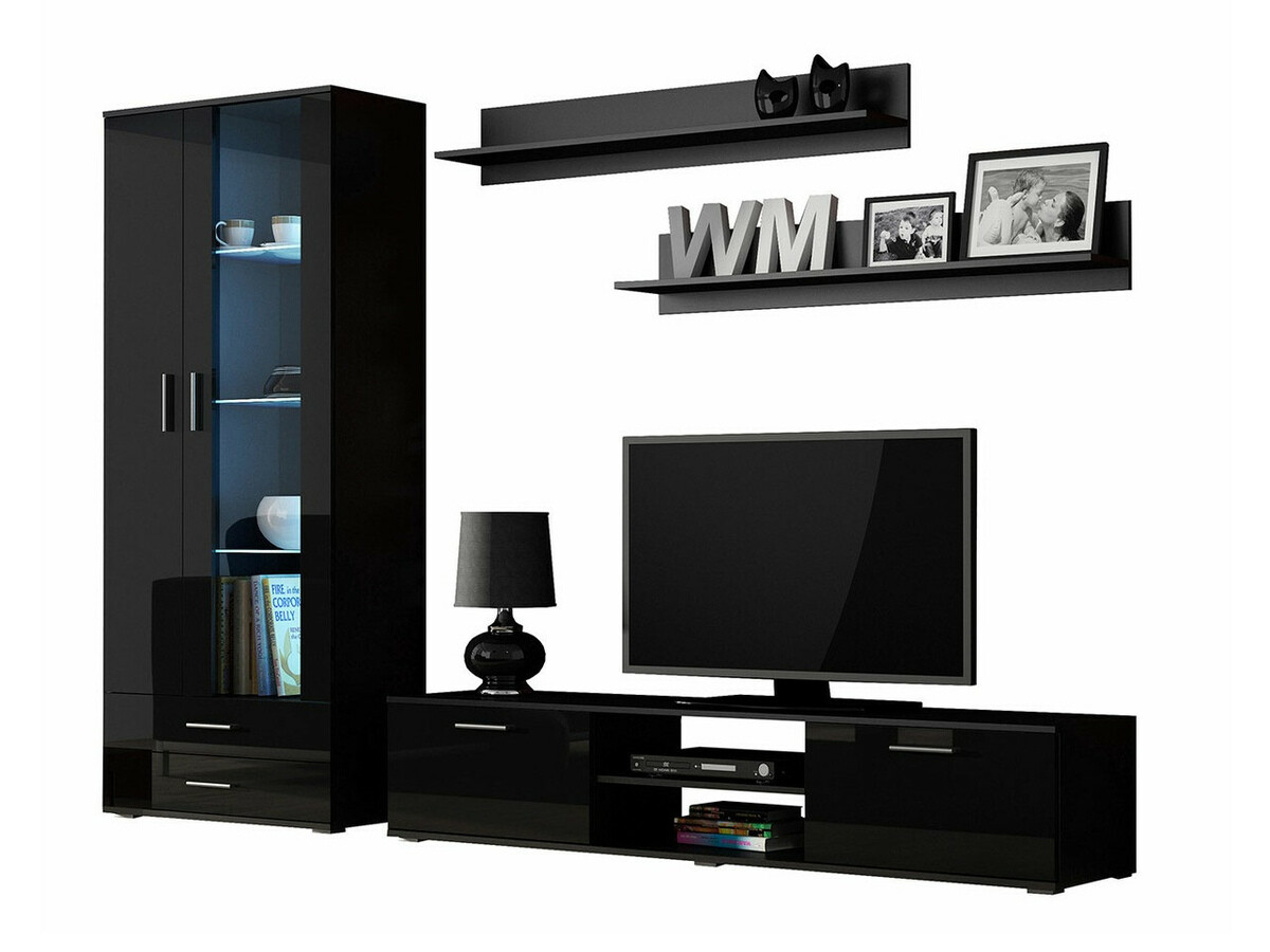 Conjunto de salón Tornola 115 (Negro + Negro brillante)