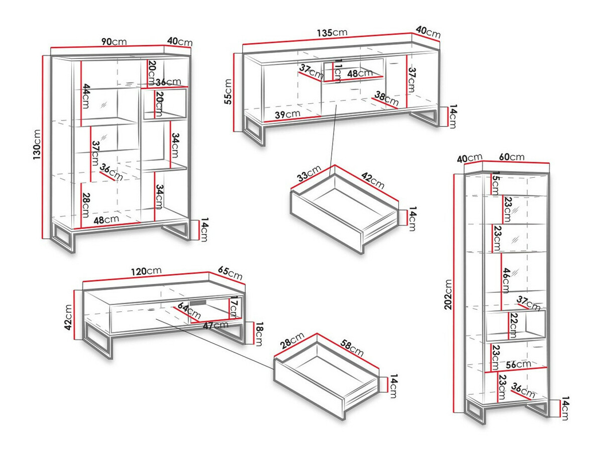 Conjunto de salón Baltesi 108 (Blanco + Roble Artisan)