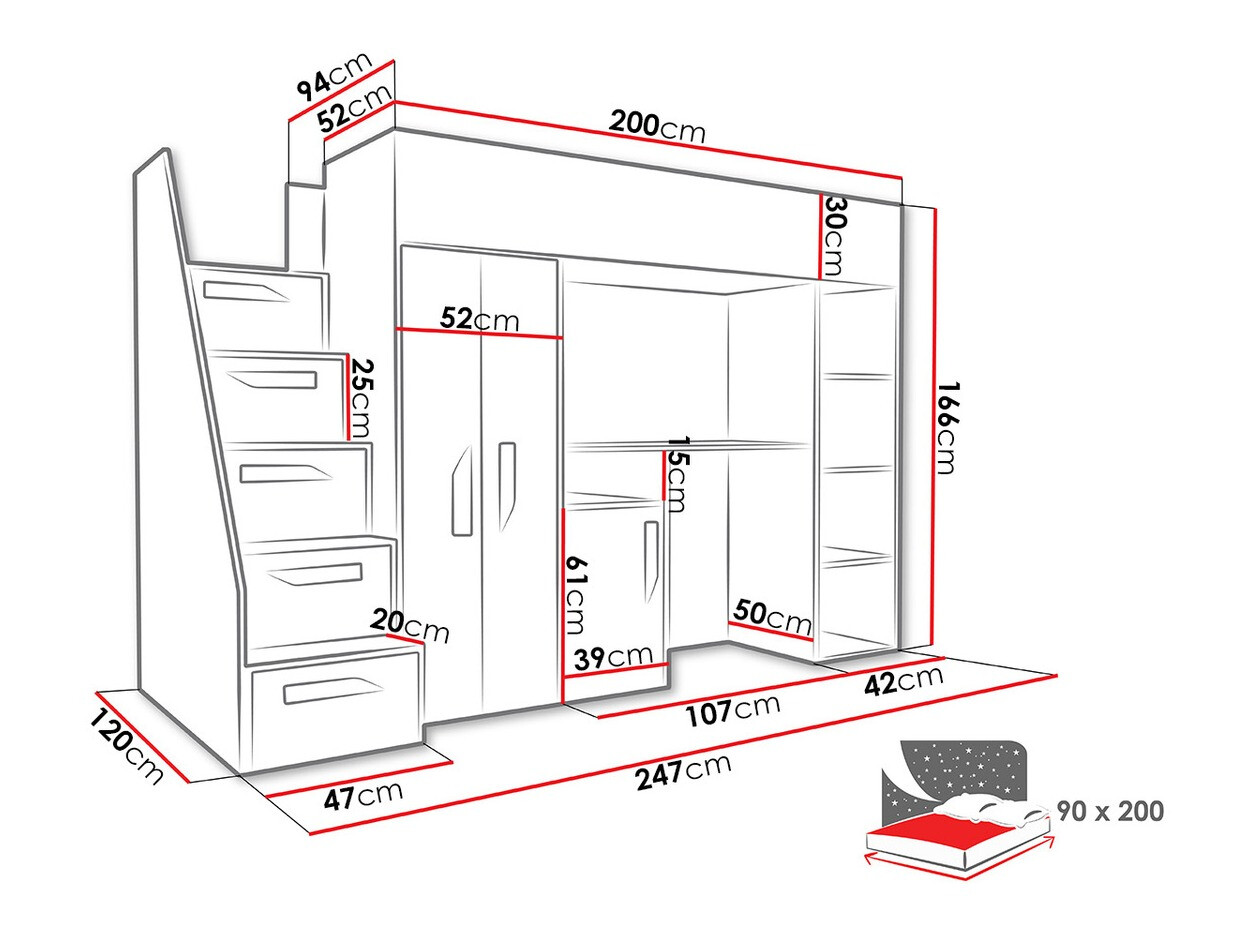 Litera Hartford 192 (Blanco + Negro brillante + Blanco brillante)