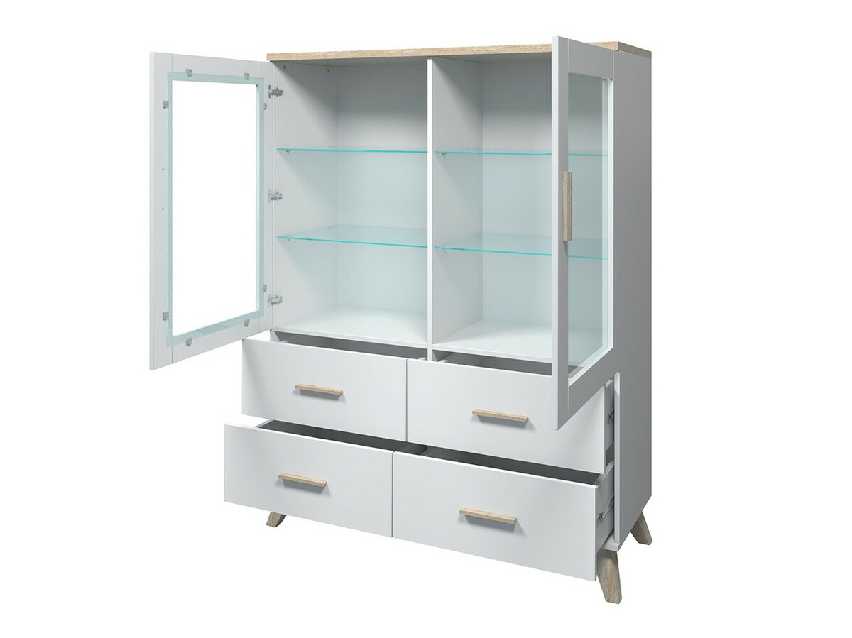 Conjunto de salón Larfloi 113 (Blanco + Roble Sonoma)