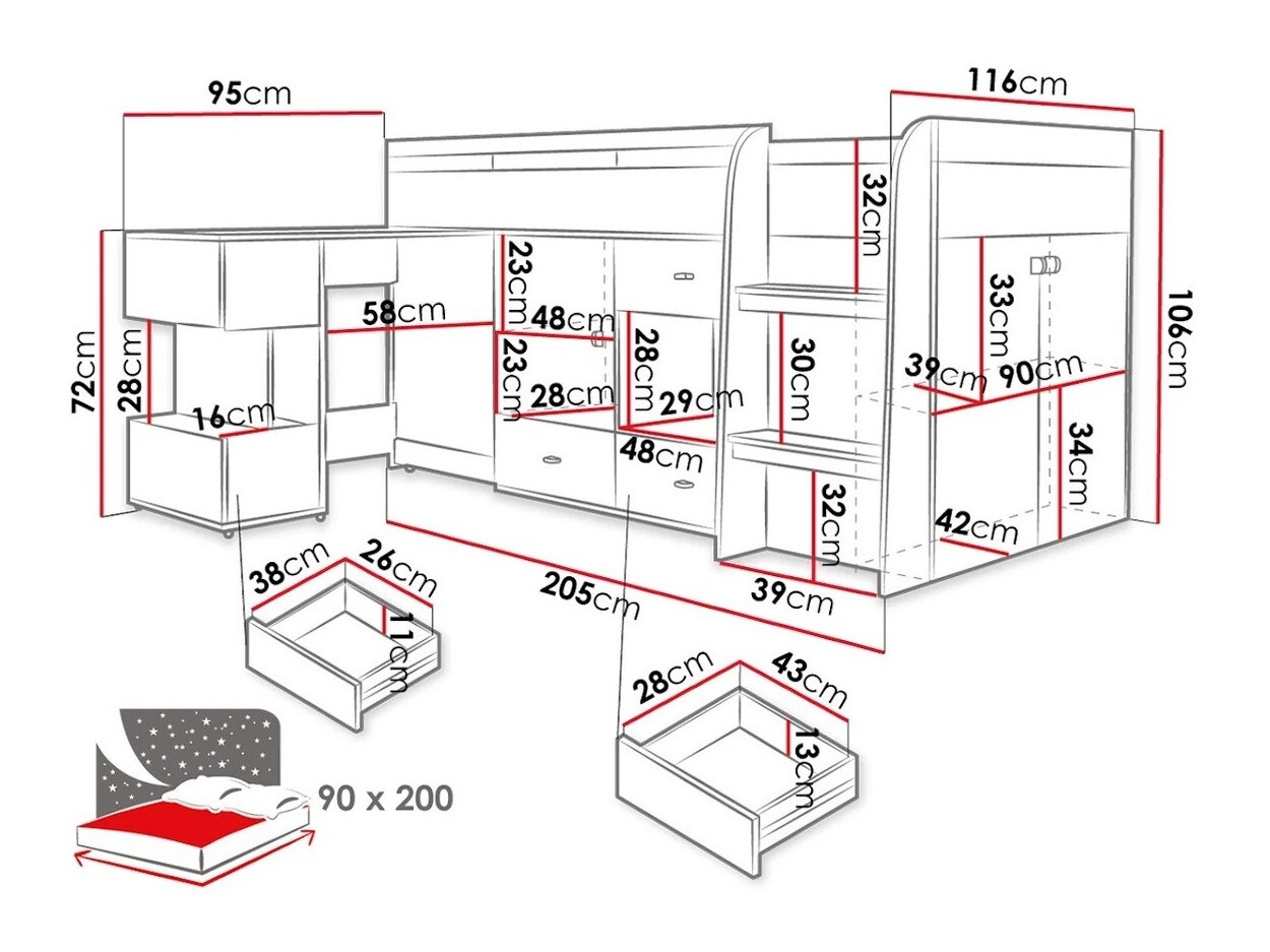 Litera Omaha E122 (Blanco + Turquesa)