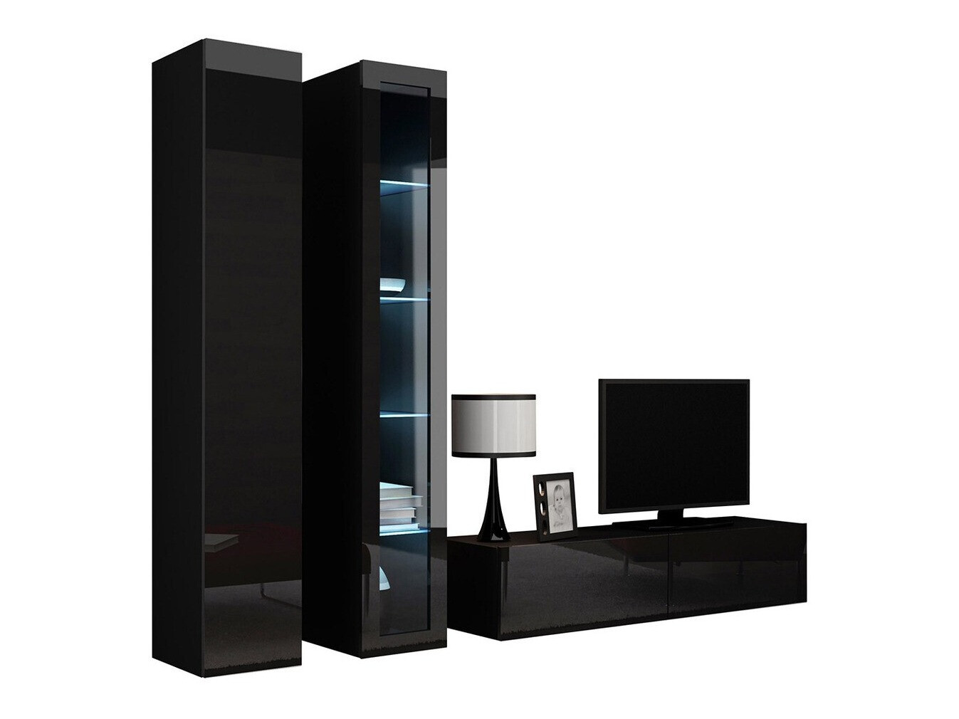 Conjunto de salón Venenou 105 (Negro + Negro brillante)