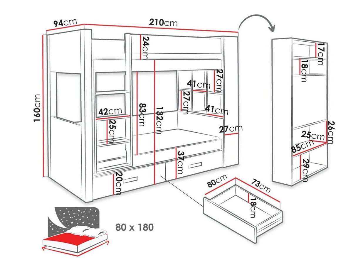Litera Henderson 141 (Blanco + Azul)