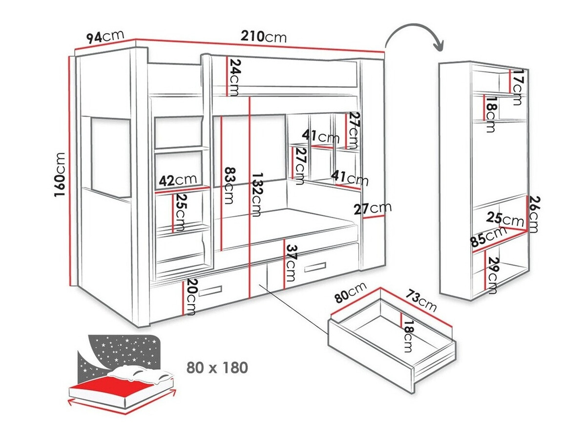 Litera Henderson 141 (Blanco + Oscuro Zebrano)