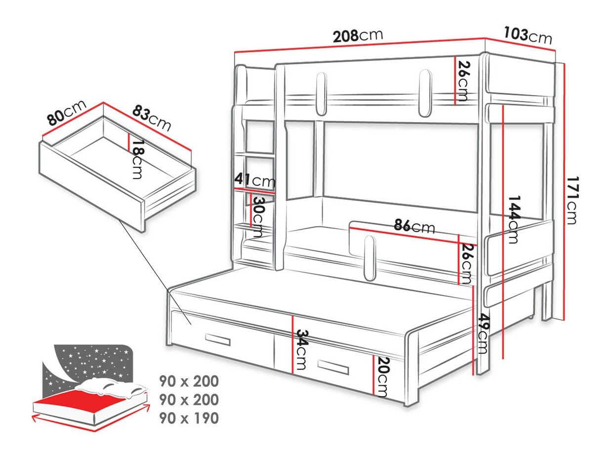 Litera Henderson 146 (Blanco + Roble)