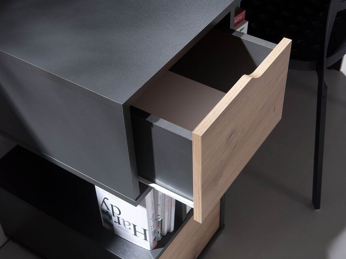 Mesa de oficina Providence H102 (Grafito + Roble Artisan + Blanco)