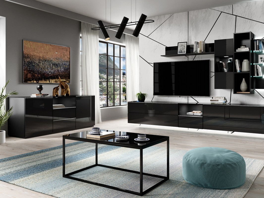 Cómoda Fervese 108 (Negro + Negro brillante)