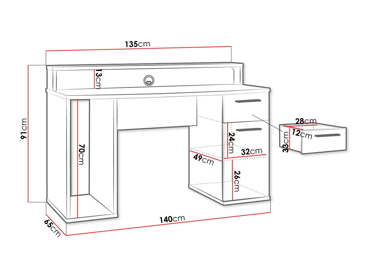 Escritorio gaming York 100 (Negro mate)