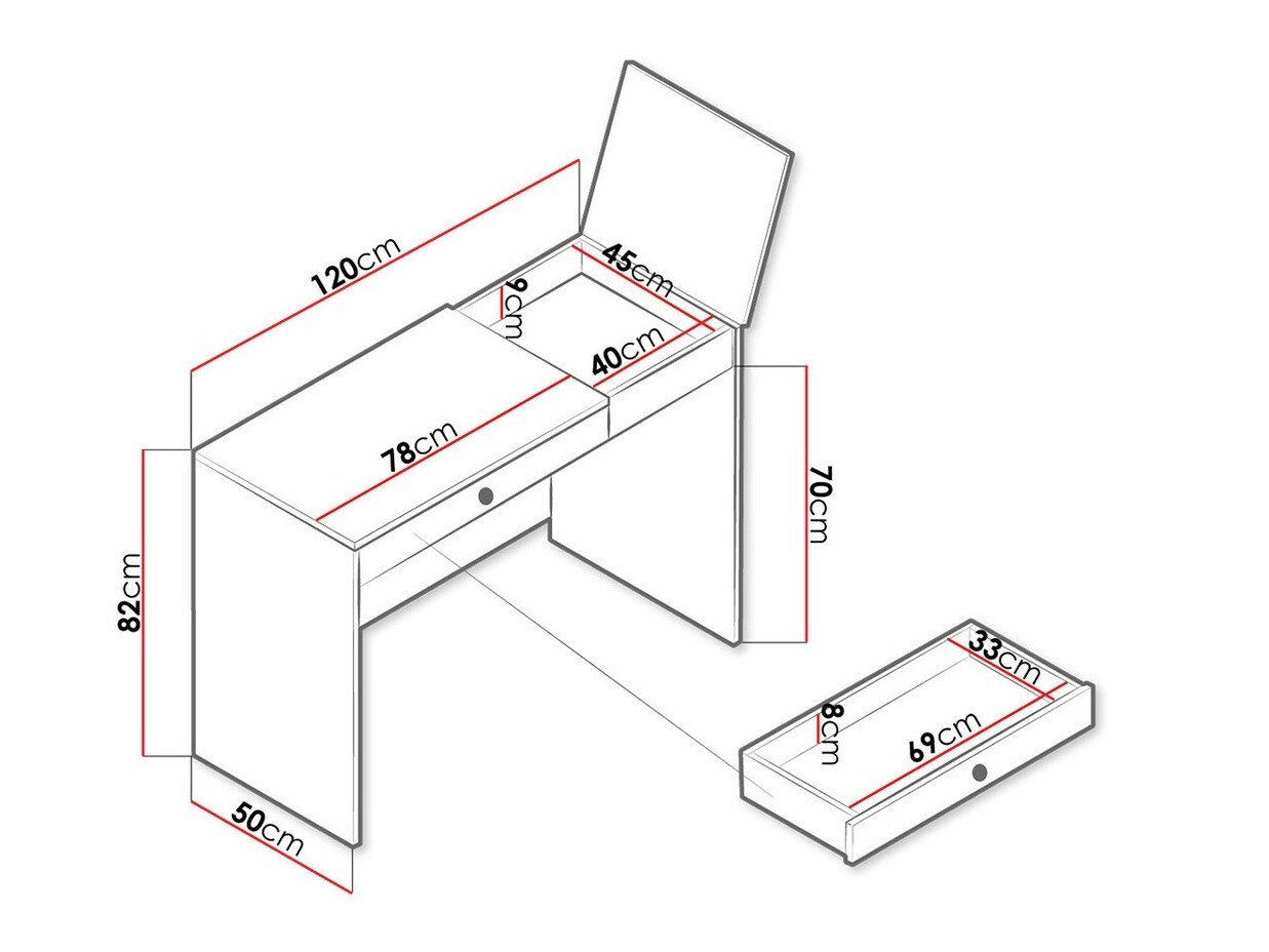 Mesa de oficina Almira 109 (Roble Artisan + Blanco)
