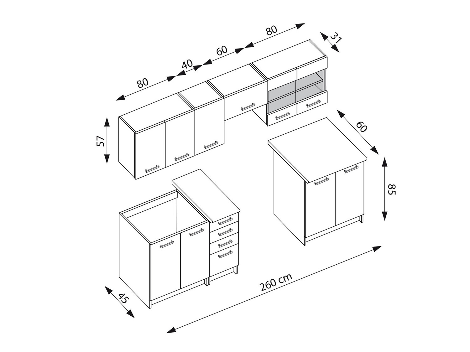Conjunto de cocina Houston 1138 (Roble oscuro)