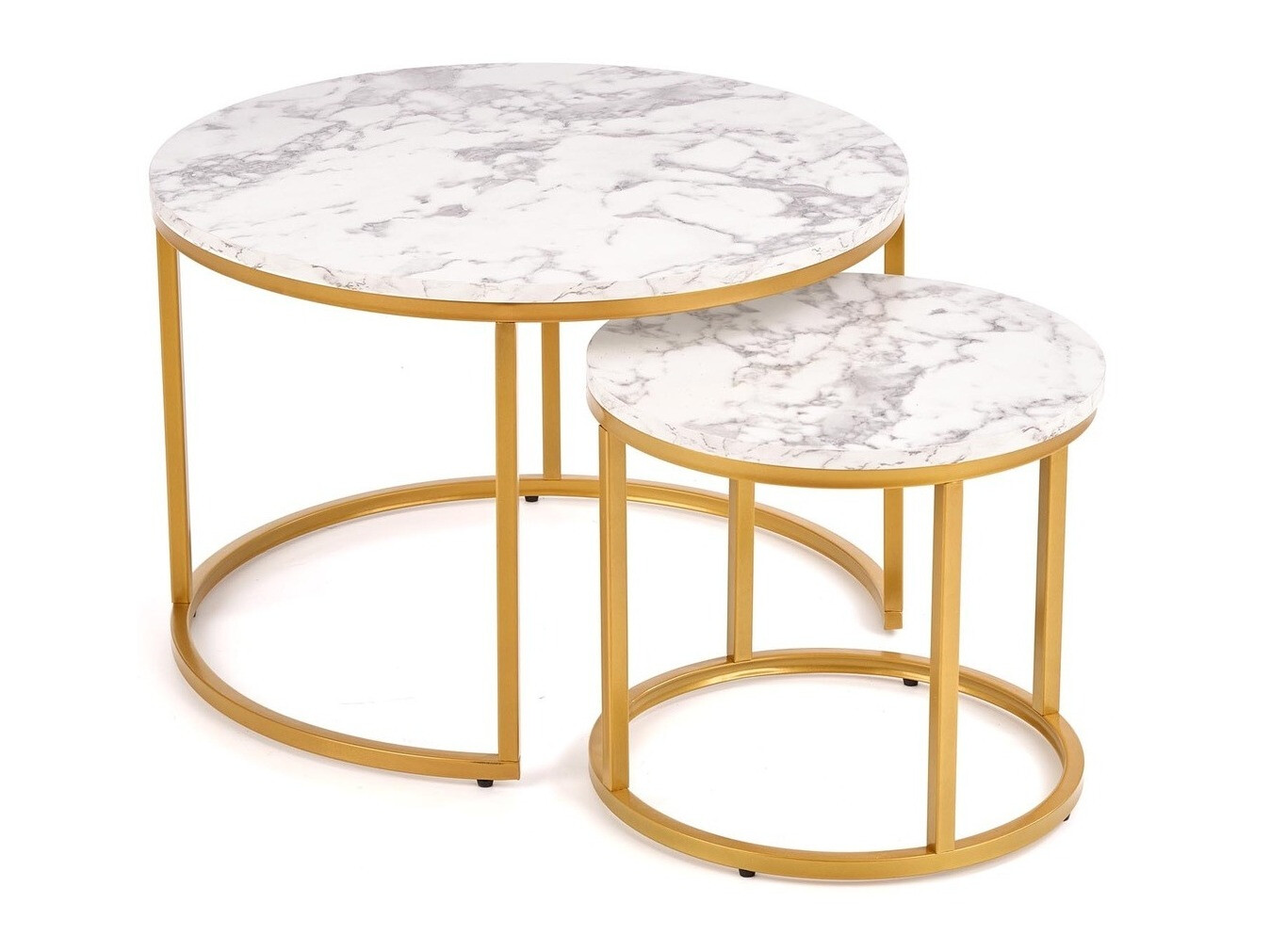 Conjunto mesa de centro Houston 2213 (Mármol blanco + Dorado)