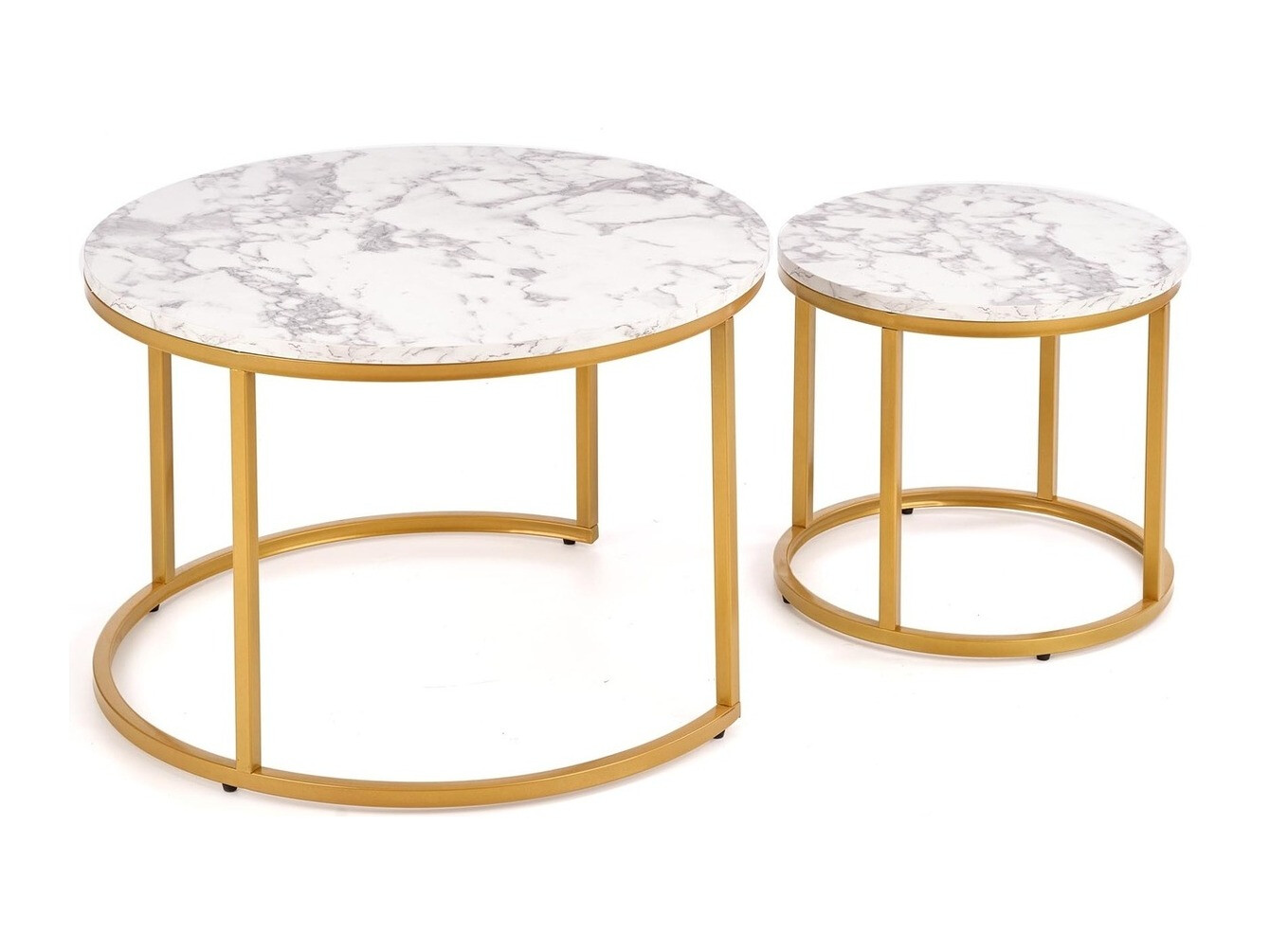 Conjunto mesa de centro Houston 2213 (Mármol blanco + Dorado)