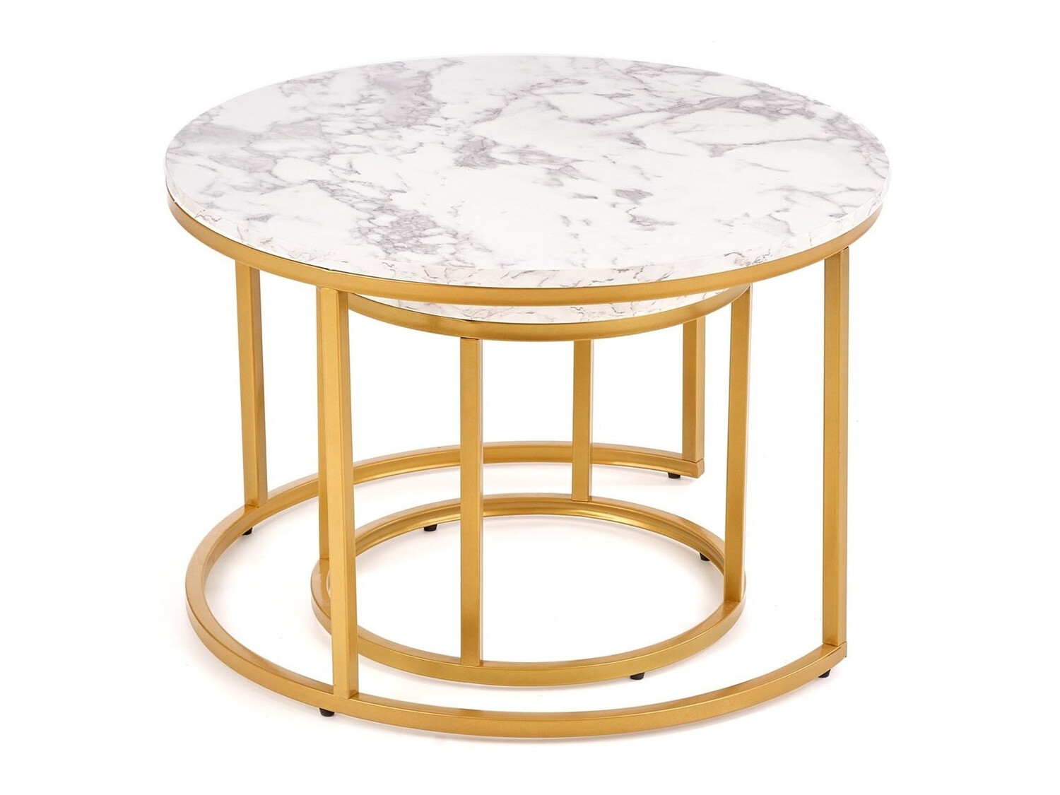 Conjunto mesa de centro Houston 2213 (Mármol blanco + Dorado)