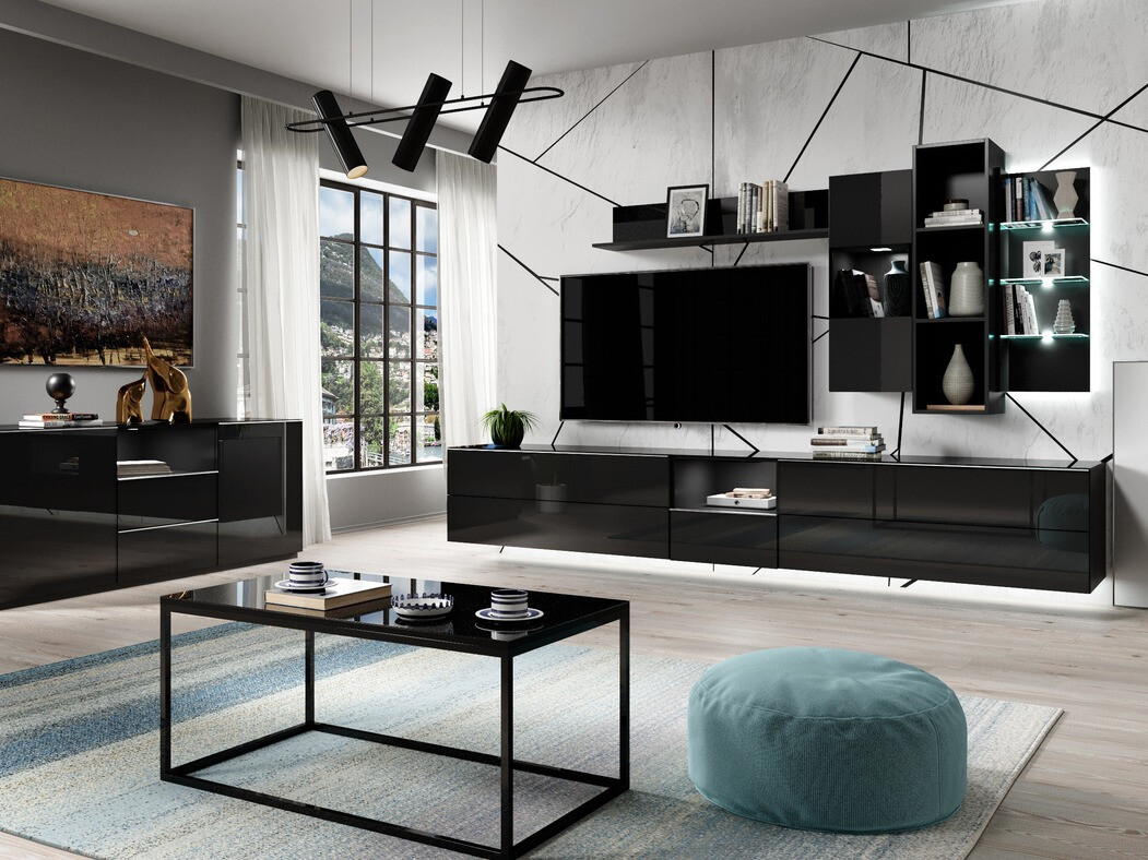 Mesa de centro Fervese 115 (Negro + Negro brillante)