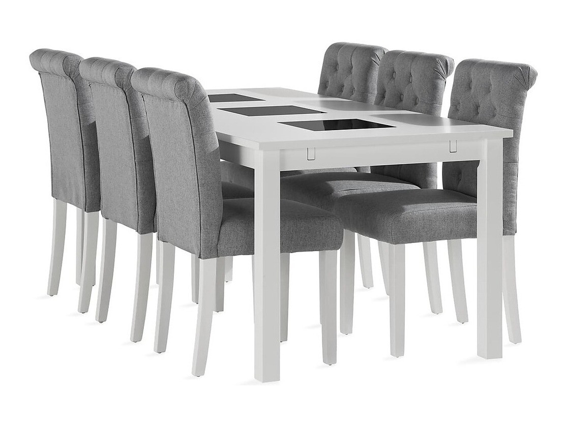 Conjunto de comedor Parkland 301 (Blanco + Gris claro)