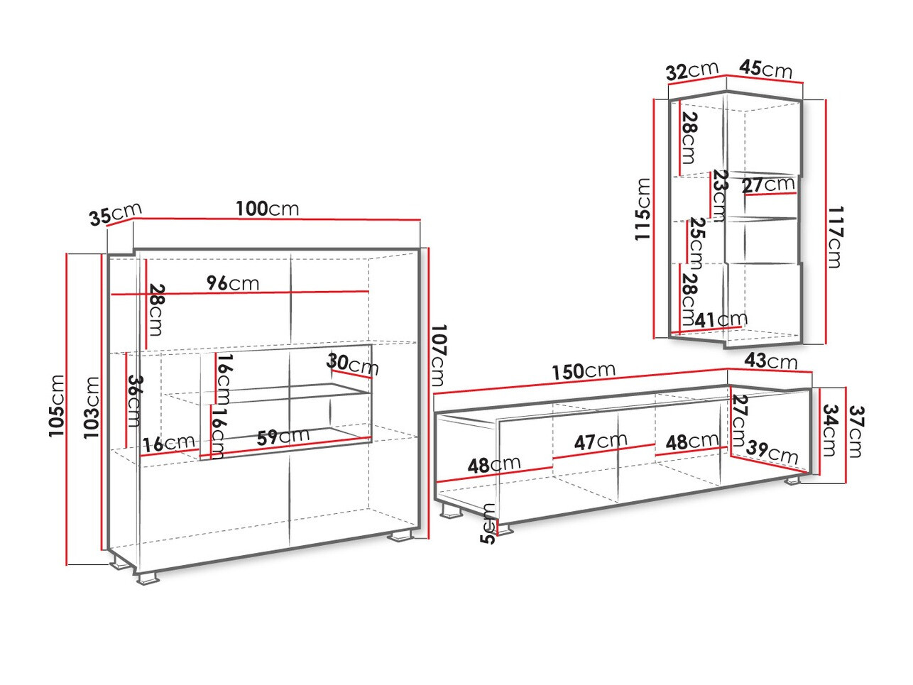 Conjunto de salón Tivdalu 111 (Blanco + Blanco brillante)