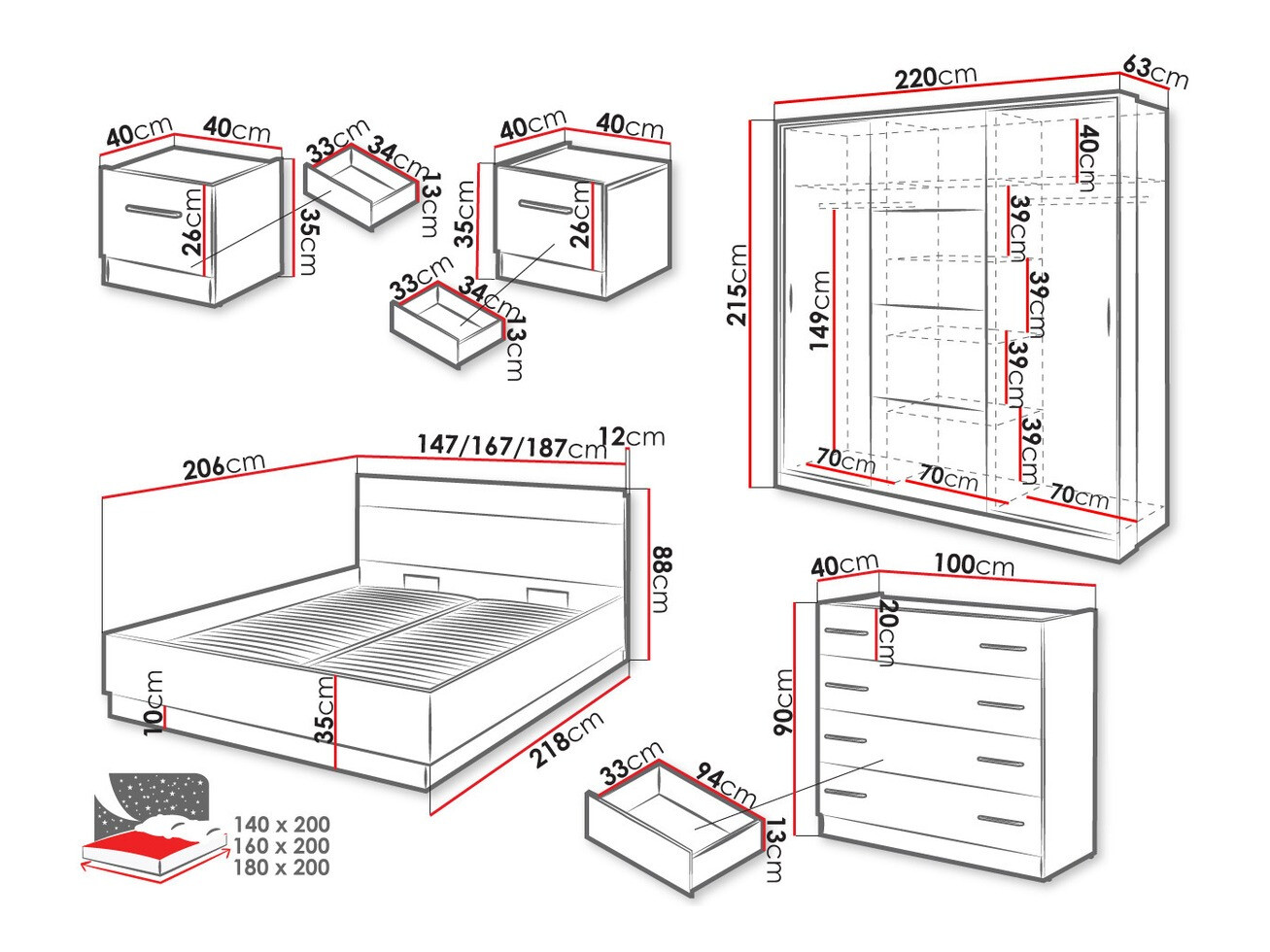 Conjunto de dormitorio Livsori 110