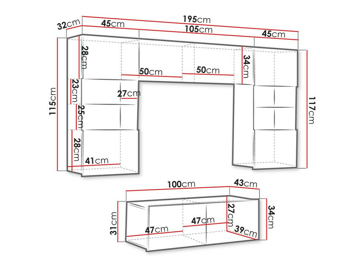 Conjunto de salón Tivdalu 114 (Blanco + Negro)