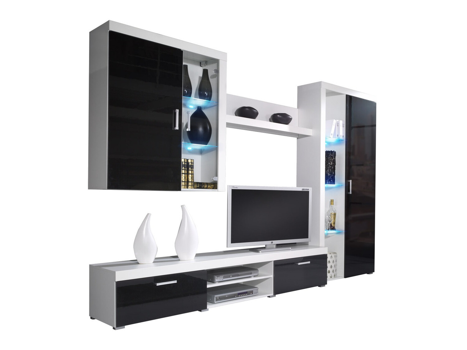 Conjunto de salón Odebeli 106 (Blanco + Negro brillante)