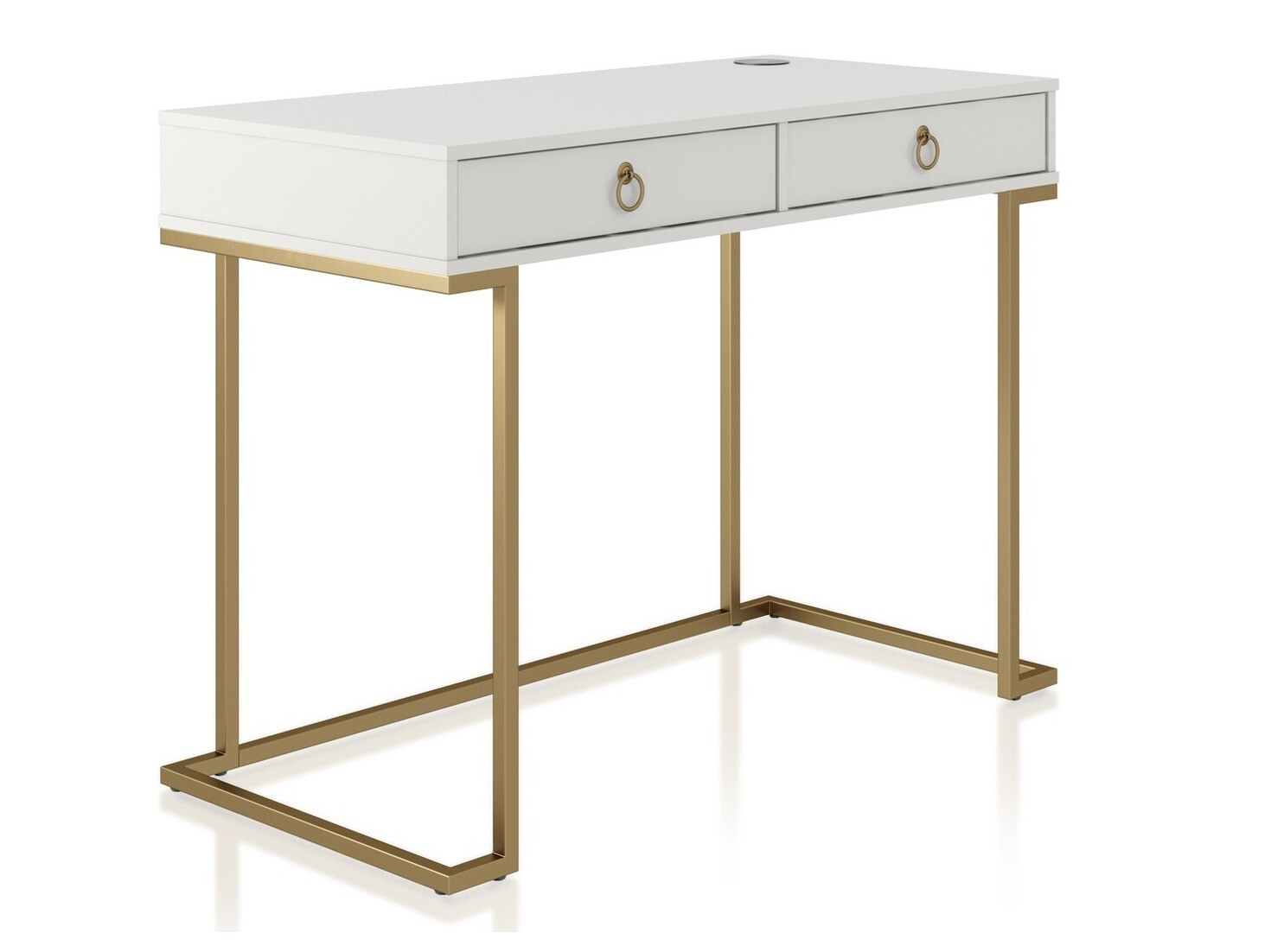 Mesa de oficina CosmoLiving by Cosmopolitan Fersale 100 (Blanco + Dorado)