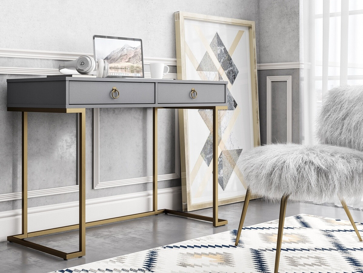 Mesa de oficina CosmoLiving by Cosmopolitan Fersale 100 (Grafito + Dorado)