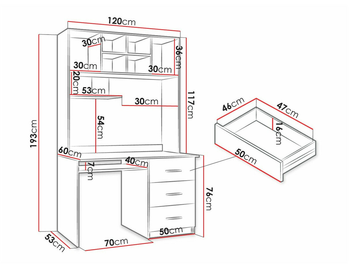 Mesa de oficina Salmere 109 (Blanco + Blanco brillante + Gris brillante)