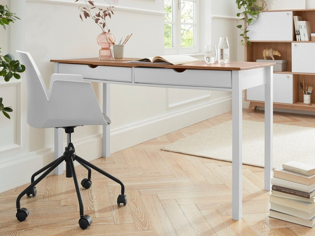 Mesa de oficina Denton 134 (Blanco + Luminoso madera)