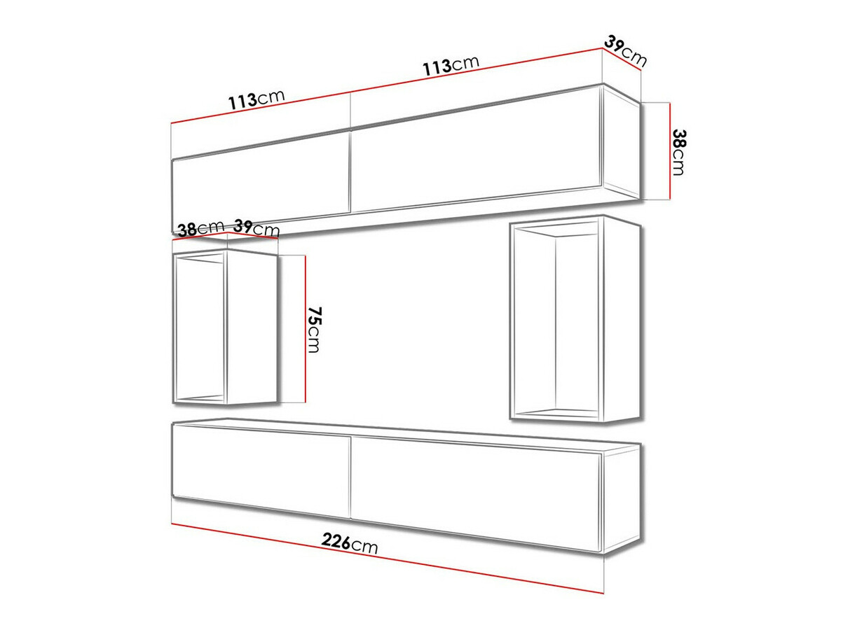 Conjunto de salón Corbele 106 (Antracita + Roble wotan)