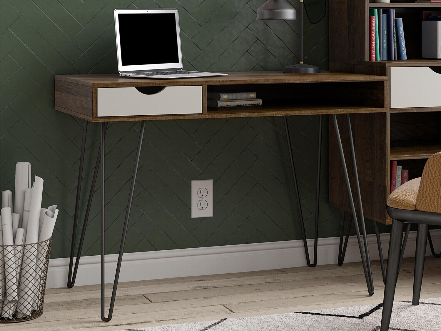 Mesa de oficina Novogratz 148 (Roble + Gris)