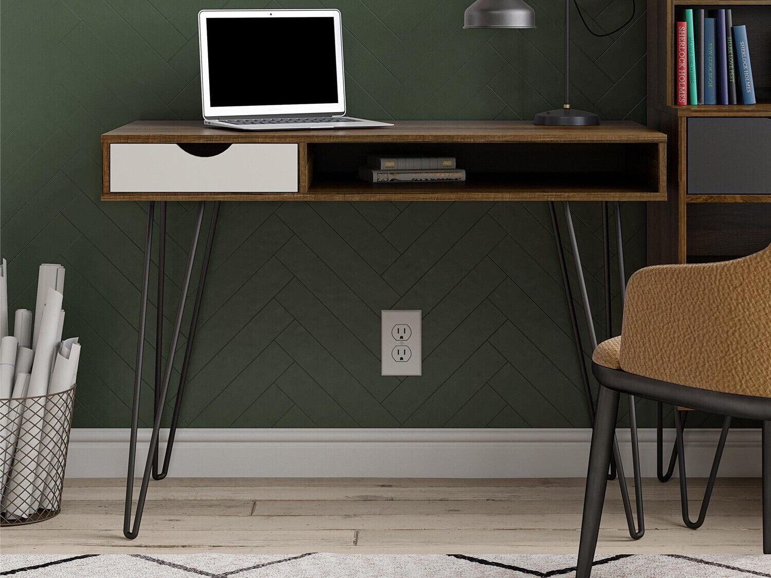 Mesa de oficina Novogratz 148 (Roble + Gris)