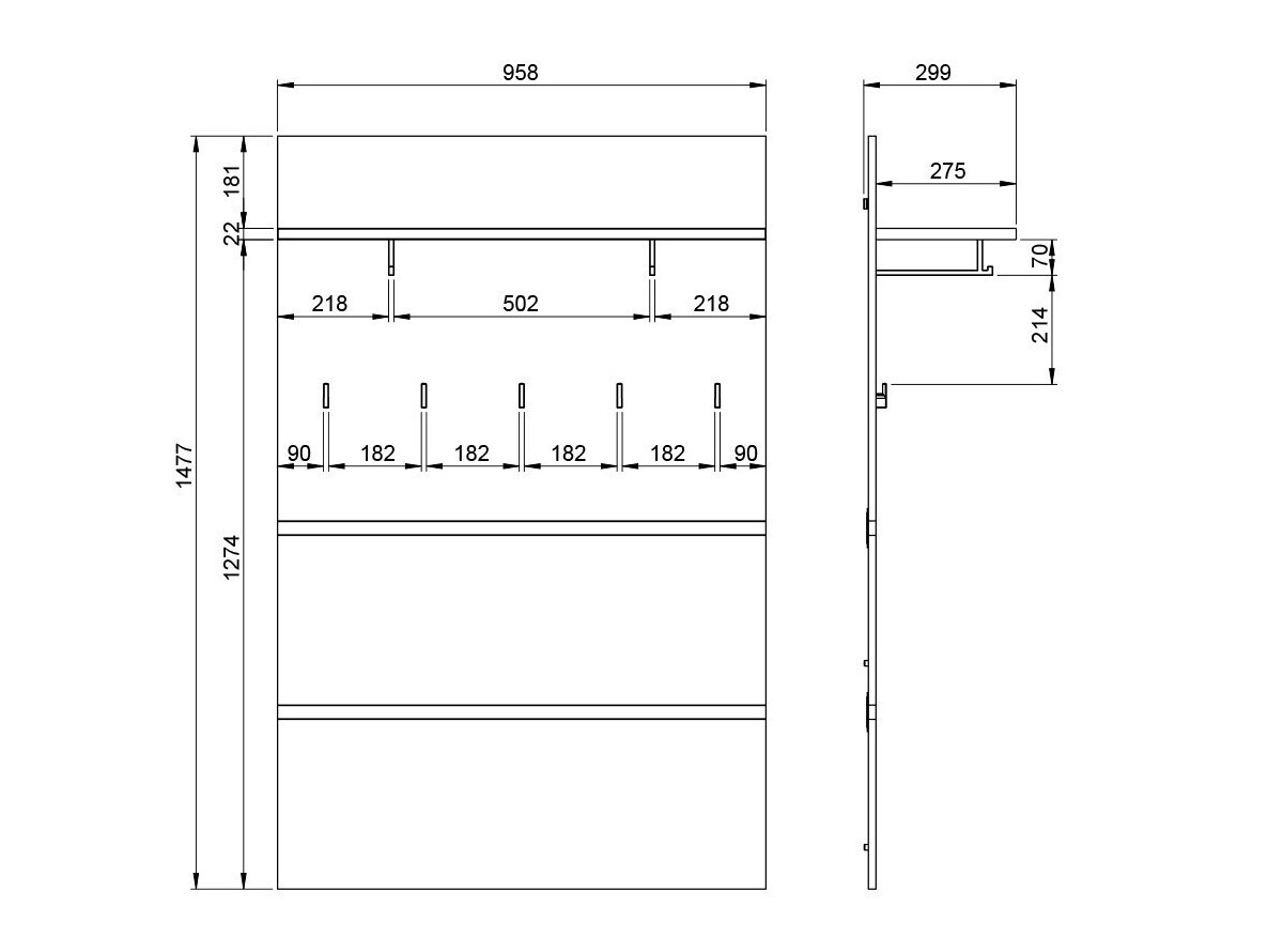 Perchero Elitivi 102 (Antracita + Navarra roble)