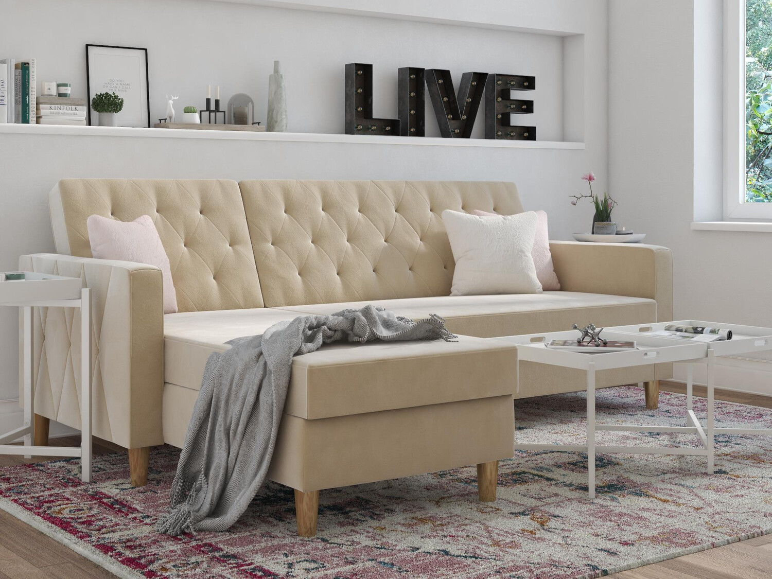 Sofá rinconero CosmoLiving by Cosmopolitan 104 (Crema)