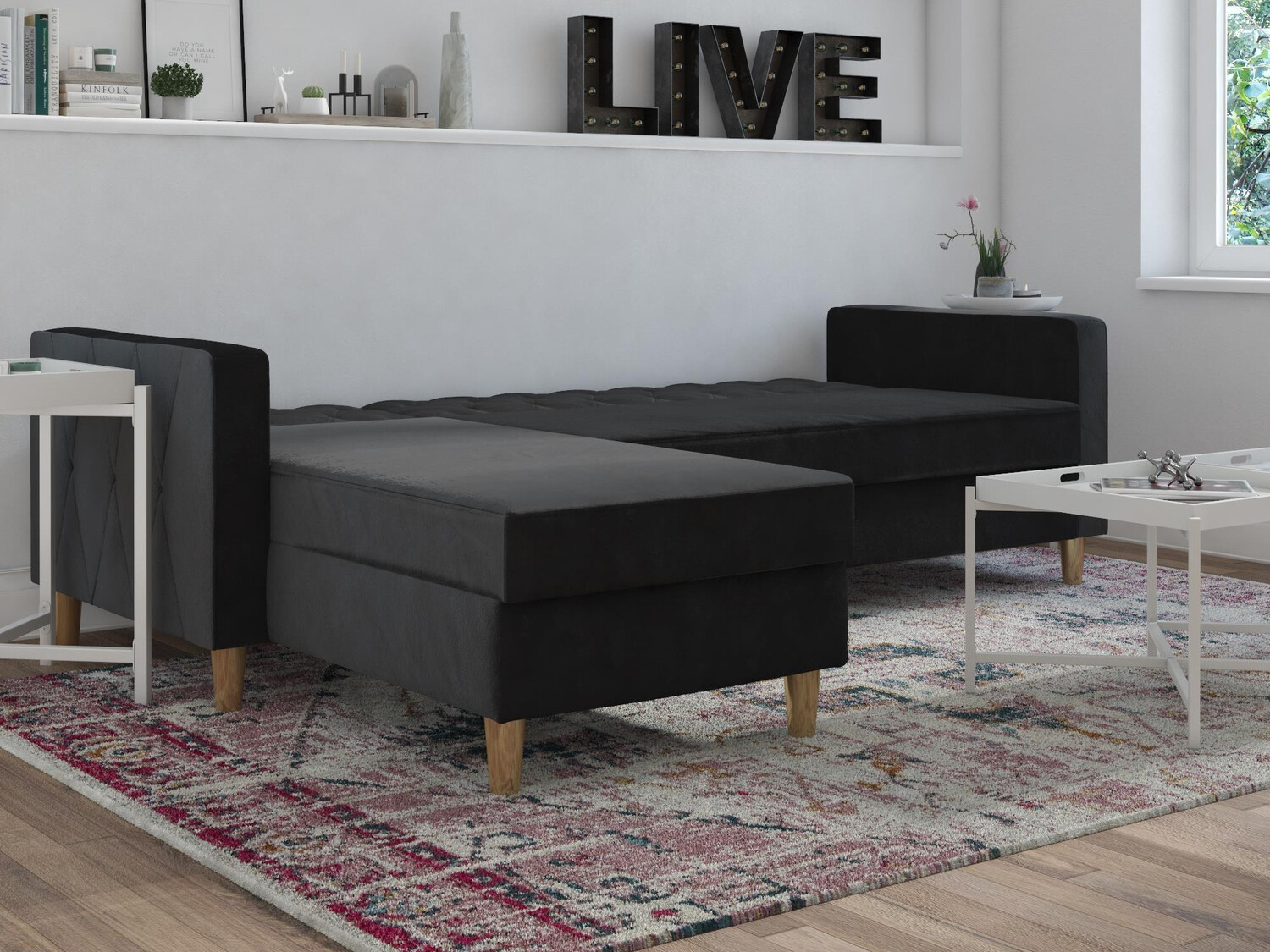 Sofá rinconero CosmoLiving by Cosmopolitan 104 (Negro)