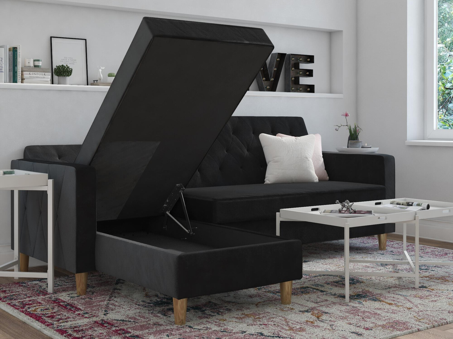 Sofá rinconero CosmoLiving by Cosmopolitan 104 (Negro)