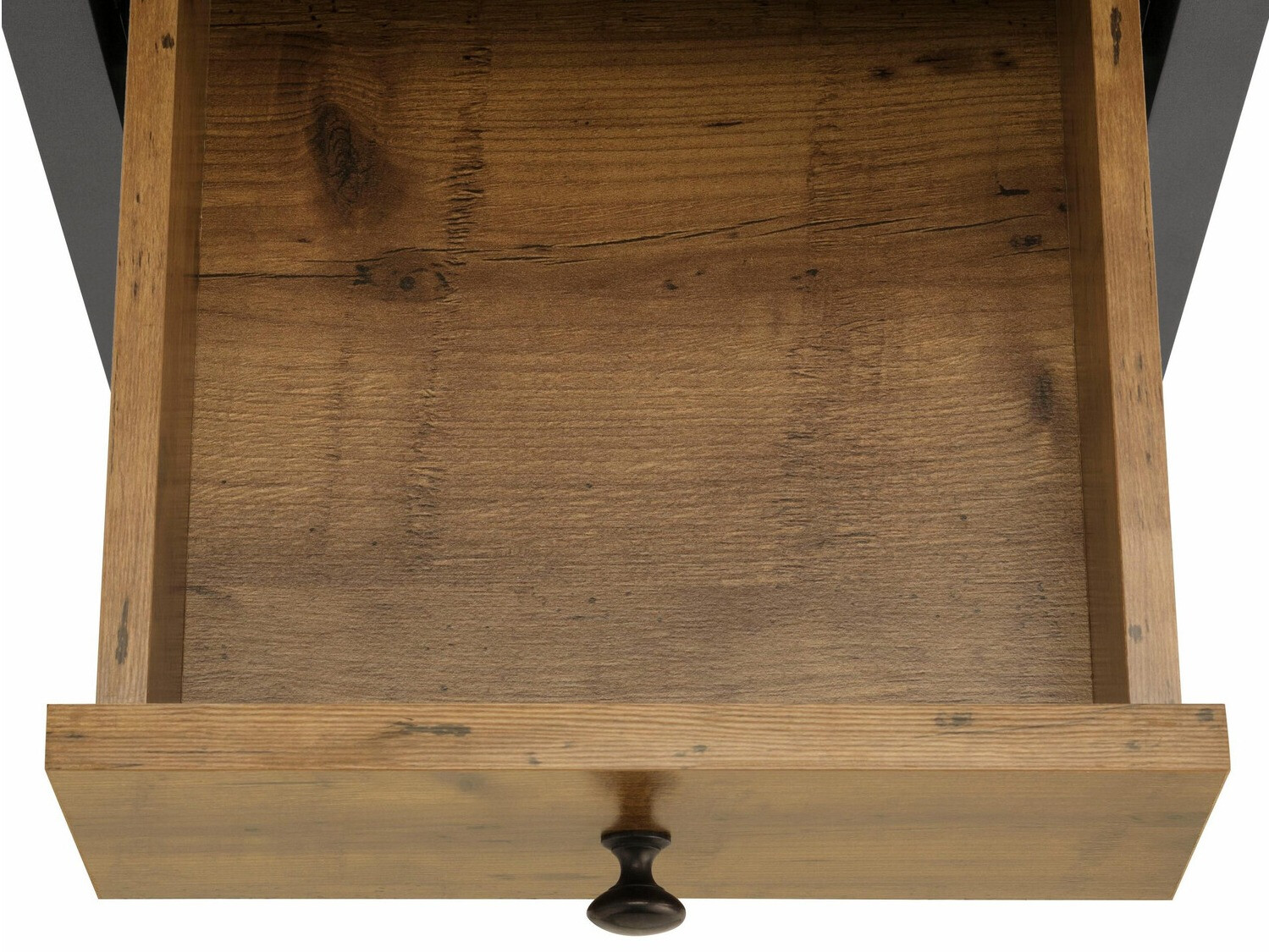 Armario de pie para baño Larnovo 110 (Roble oscuro + Negro)