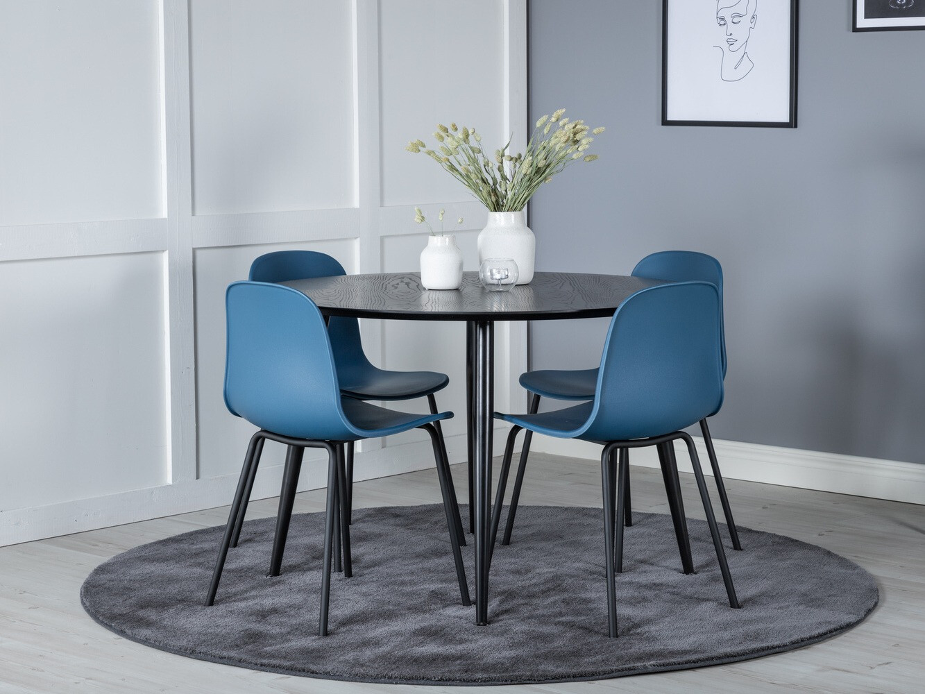 Conjunto de mesas y sillas para comedor Dallas 1622 (Azul + Negro)