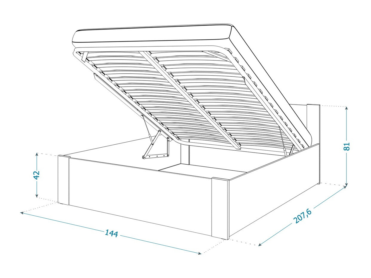 Cama Aurora 155 (Blanco + Pino)