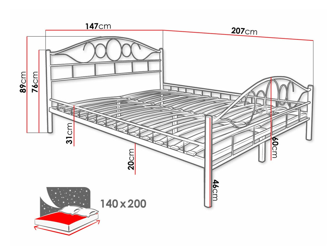 Cama Elmira 100 (Negro)