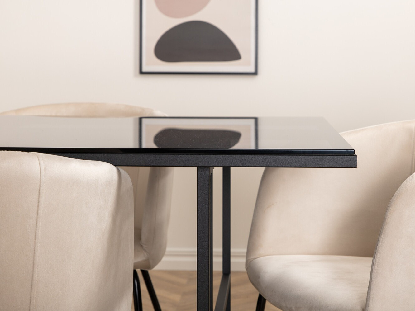 Conjunto de mesas y sillas para comedor Dallas 2639 (Beige + Negro)