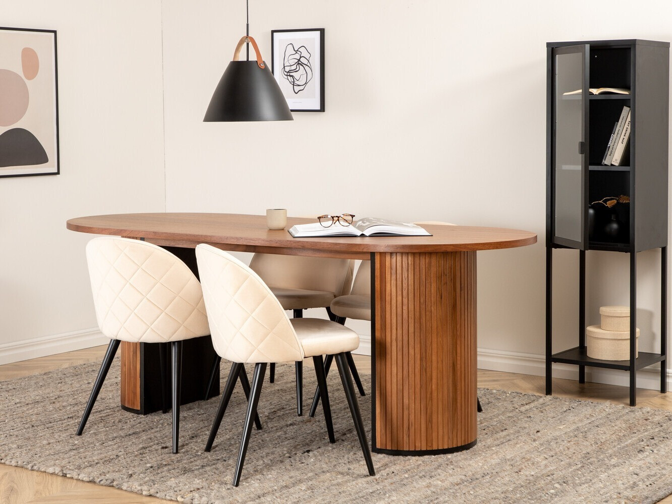 Conjunto de mesas y sillas para comedor Dallas 2764 (Crema + Negro)