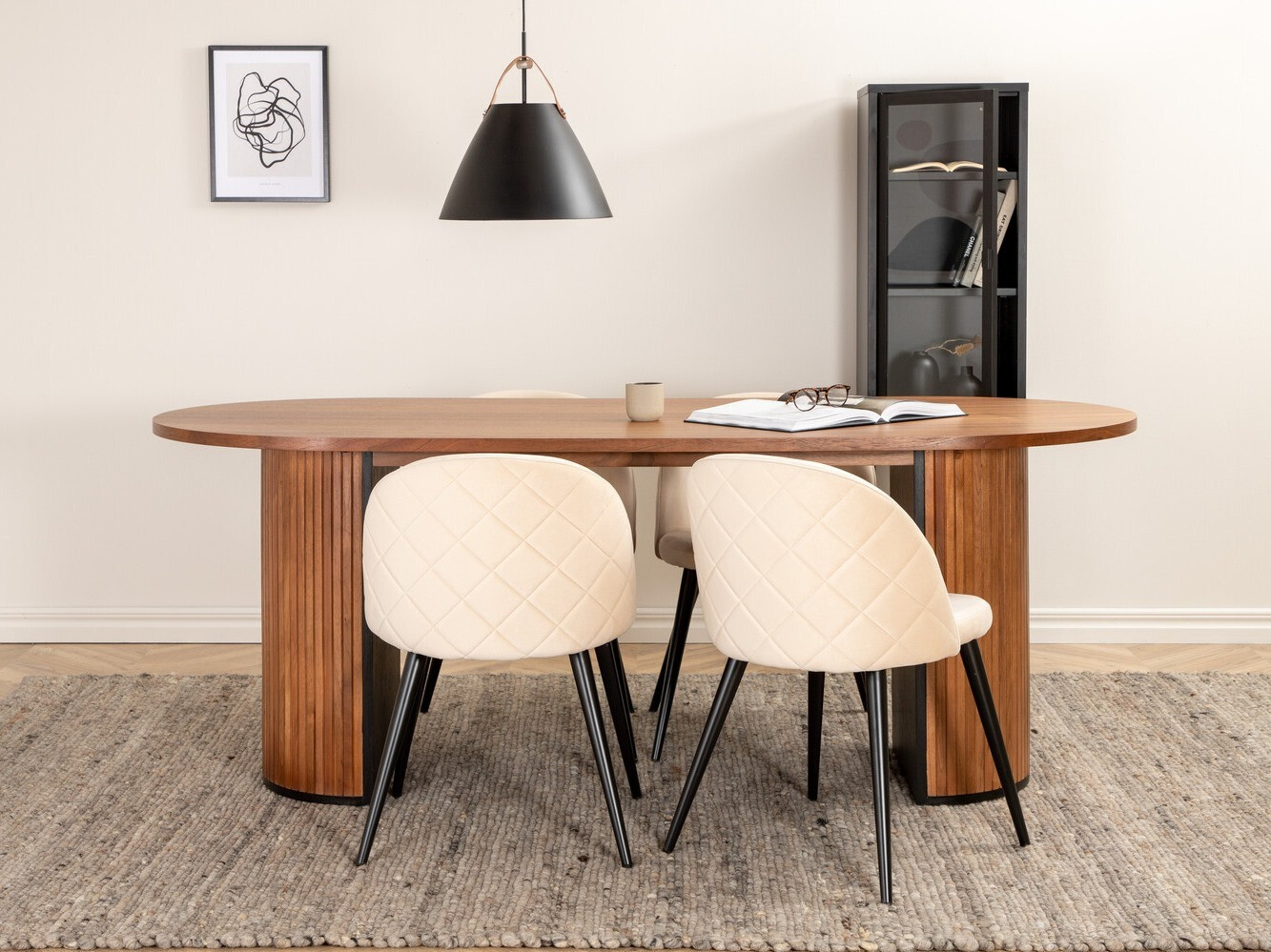 Conjunto de mesas y sillas para comedor Dallas 2764 (Crema + Negro)