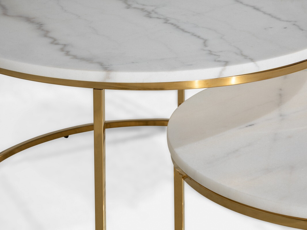 Conjunto mesa de centro Scandinavian Choice 851 (Mármol blanco + Dorado)